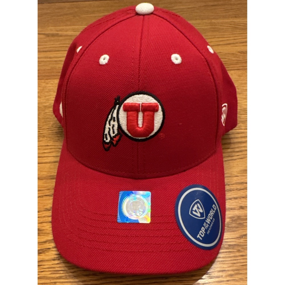 NWT Utah Utes Top Of The World Red Adj Snapback Hat‎ Cap Acrylic Wool College